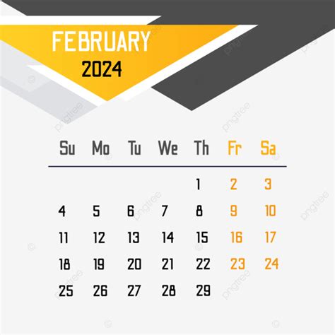 Calendario Febrero 2024 Vector Png Febrero 2024 Calendario Febrero