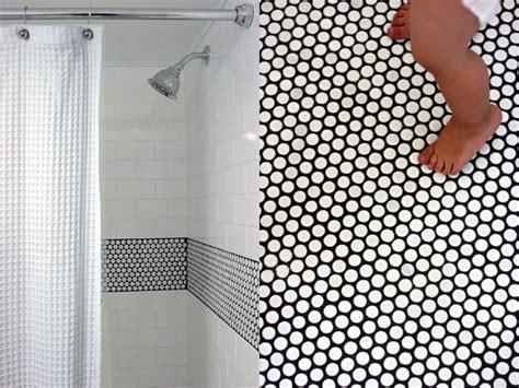 Black And White Penny Tile Bathrooms Home Design And Decor Reviews