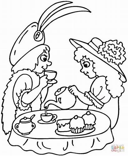Tea Party Coloring Pages Printable Strawberry Birthday