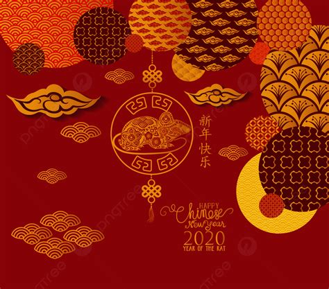 Background Selamat Tahun Baru Cina Tikus 2020 Tanda Zodiak Dengan Seni