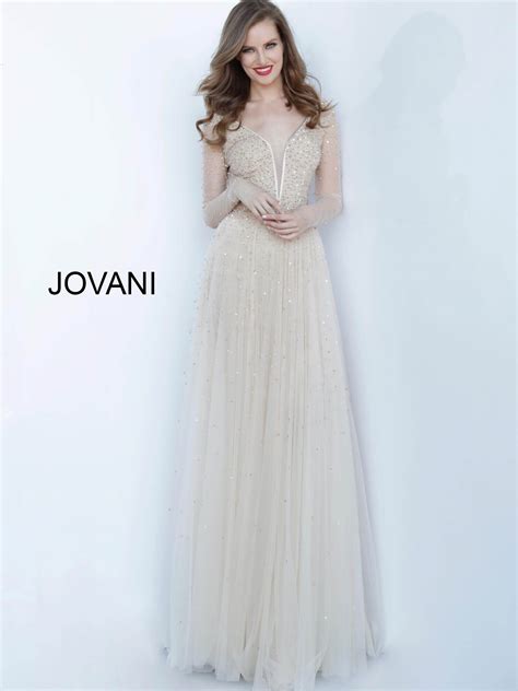 Jovani Nude Tulle Embellished Long Sleeve Dress My Xxx Hot Girl