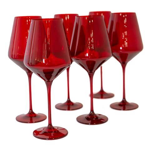 Red Colored Stemmed Wine Glasses Set Of 6 Stmmd Red S6 Borsheims