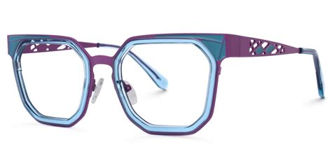 Adelia Geometric Blue Eyeglasses Vooglam