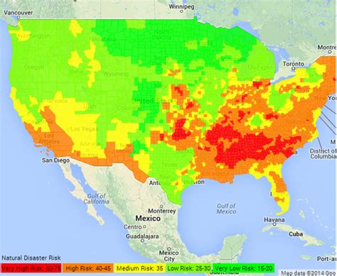 County Natural Disaster Risk Map Natural