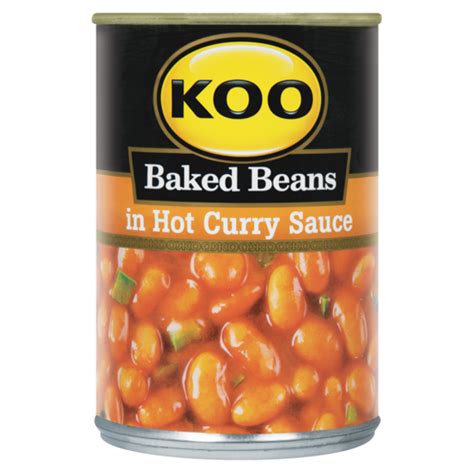 Koo Baked Beans In Hot Curry Sauce Can 410g Canned Pulses Lentils