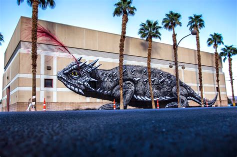Roa Creates A Giant Horned Lizard In Las Vegas For Justkids And Life Is