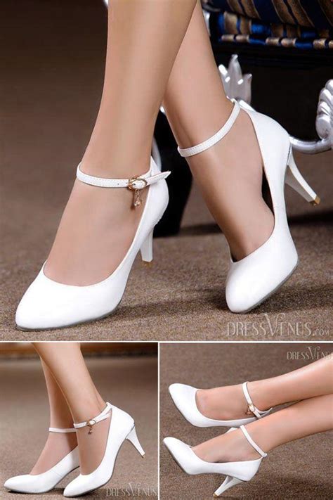 Simple 2014 New Arrive Pointed End White High Heels Wedding Shoes