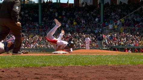 Heads Up Rafael Devers Dives Into Rd Base To Avoid Multiple Tags For