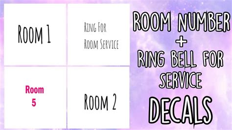Roblox Bloxburg Room Number Ring Bell For Service Decal Ids