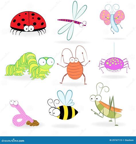 Set Of Funny Cartoon Insects Stock Vector Illustration Of Firefly