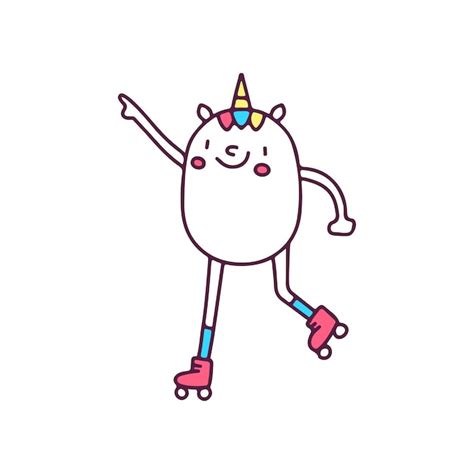 Premium Vector Kawaii Unicorn Playing Roller Skate Illustration For