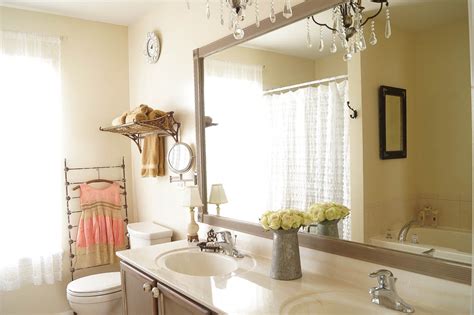 How about a scrap wood diy bathroom floating mirror shelf! DIY Bathroom Mirror Frame Update - ANNE P MAKEUP AND MORE