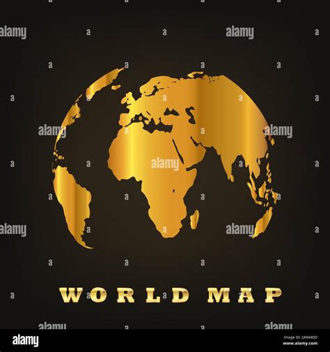 Golden Globe On Dark Background Vector Illustration Glossy World Map