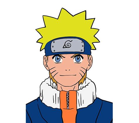 The Character Naruto Is Wearing An Orange Shirt And Blue Jacket With