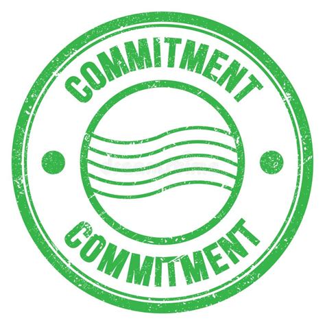Commitment Text Written On Green Round Postal Stamp Sign Stock