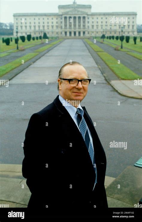 Gerry Fitt Mp Poses For Portrait Outside Of Stormont Parliament
