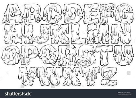 Vector Melting Type Trendy Font Made In Hand Drawn Line Style Cute