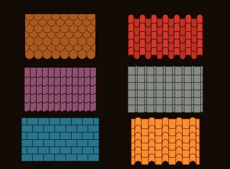 Roof Tile Collection Vector 173449 Vector Art At Vecteezy