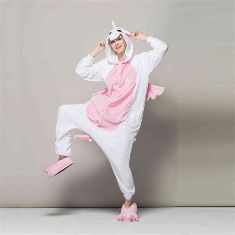 Pink Unicorn Pajamas Flannel Long Sleeve Hooded Pajamas Unisex Adult