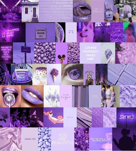 Lavender Aesthetic Wall Collage Kit 50 Pcs Purple And Etsy