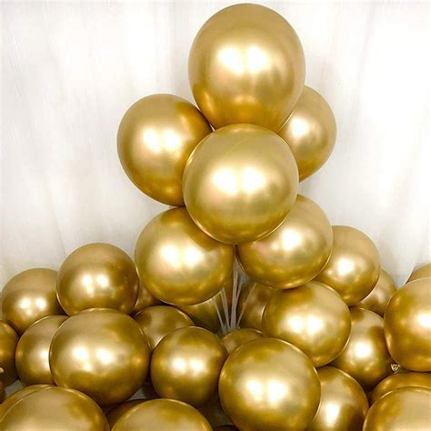 Doingart Chrome Gold Balloons 12inch 50pcs Latex Balloons Metallic