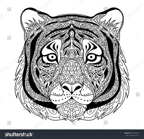 Vector Object Tigers Head Coloring Zentangle Stock Vector Royalty Free