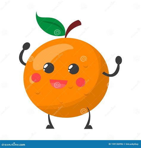 Happy Smiling Orange Fruit Vector Illustration Funny Character Stock