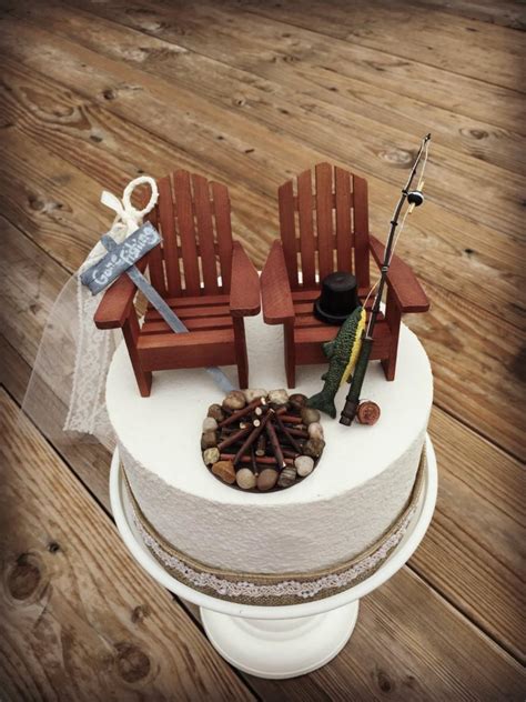 Rustic Fishing Wedding Cake Toppers Wedding Cake Topper Cabin Chairs