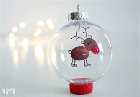 Adorable Fingerprint Reindeer Ornament To Make With Your Child