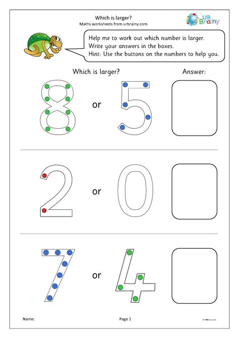 Which is larger - Ordering Numbers Maths Worksheets for Later Reception