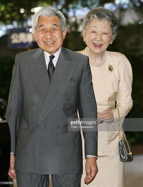 Japanese Emperor Akihito L And Empress Michiko R Smile At