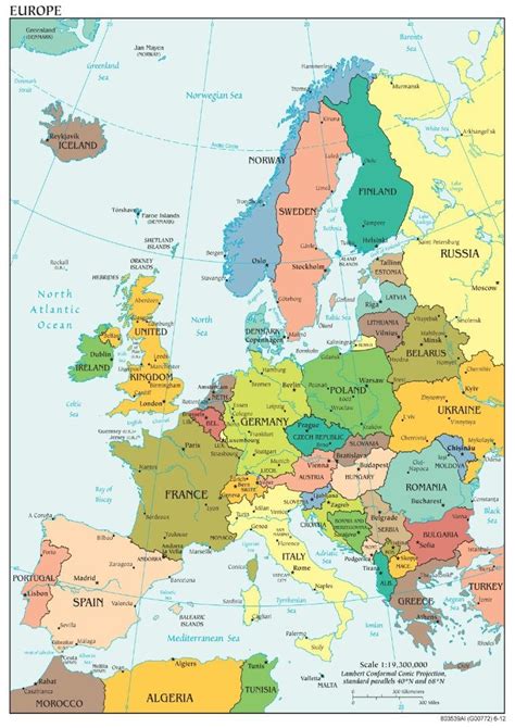 Map Of Europe Wall Art Giant Poster A5 A4 A3 A2 A1 Huge Sizes Europe