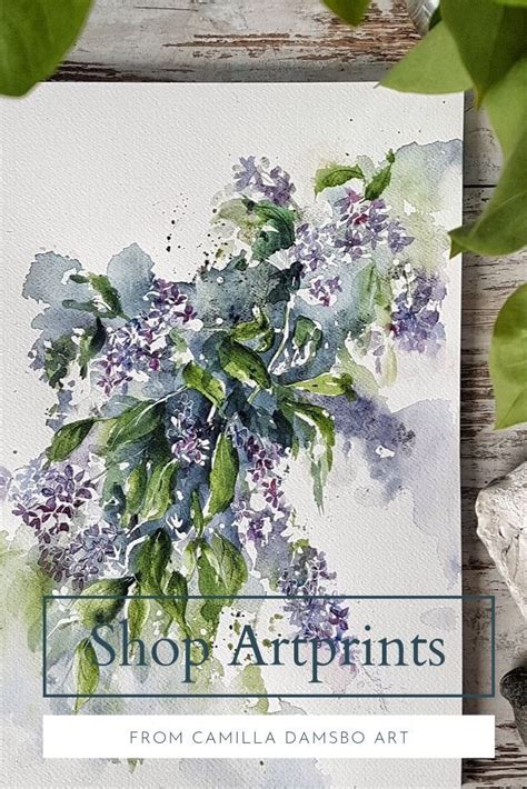 High Quality Signed Watercolor Artprint Cascading Lilacs From Camilla