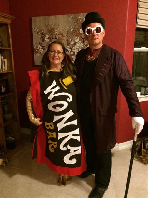 Couples Costume Willy Wonka And A Wonka Bar Complete With Gold Body Suit Underneath As The