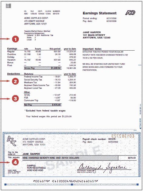 Adp Paycheck Template Tutoreorg Master Of Documents