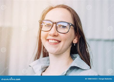 Portrait Of A Young Beautiful Caucasian Girl In Glasses Stock Image