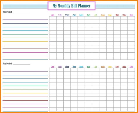 Fillable Monthly Bill Payment Worksheet Template Calendar Design