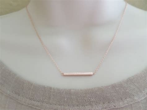 Rose Gold Bar Necklacedainty Handmade Necklace Everyday Etsy