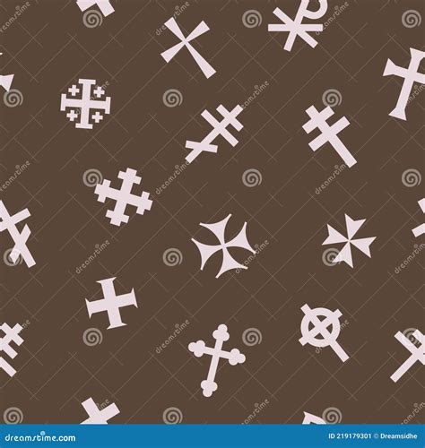 Seamless Pattern With Variants Of Christian Cross Stock Vector