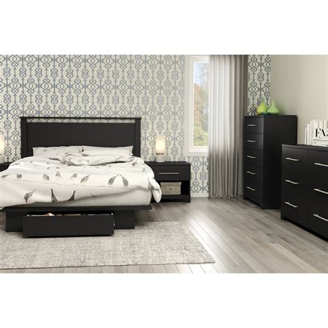 Full size bedroom sets : Primo Full/Queen Platform Bedroom Set - Drawer, Pure Black ...