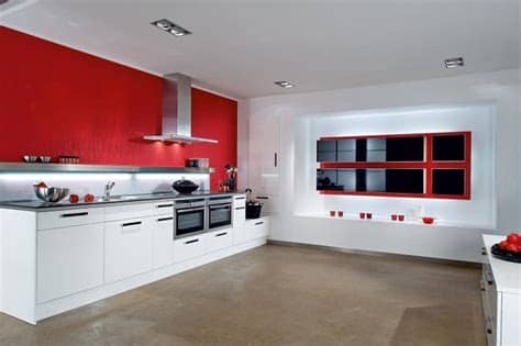 Red is a bold move for a kitchen. Interior Exterior Plan | Red and White Kitchen Design that ...