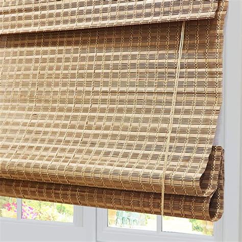 Lantime Wood Window Roman Shades Lined Blackout Bamboo Roman Shades Blinds Easy