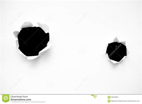 Two Black Hole On White Paper Stock Image Image Of Black Page 58918803