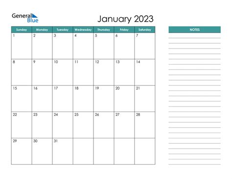January 2023 Calendar Pdf Word Excel