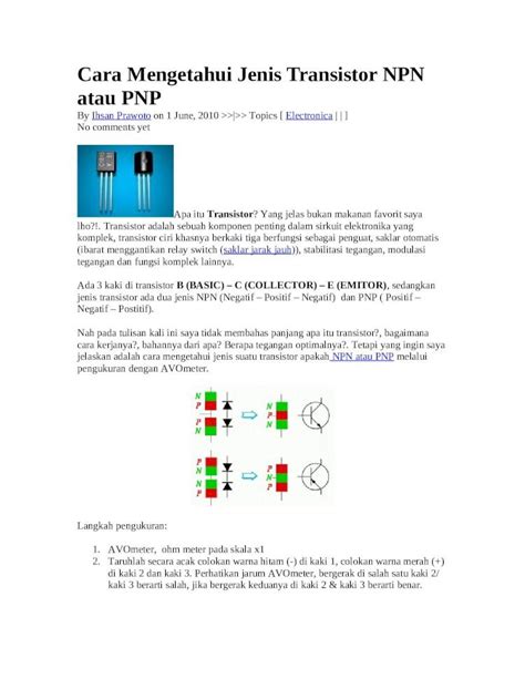 DOC Cara Mengetahui Jenis Transistor NPN Atau PNP DOKUMEN TIPS