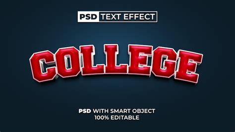 Premium Psd College Text Effect Curved Style Editable Text Effect