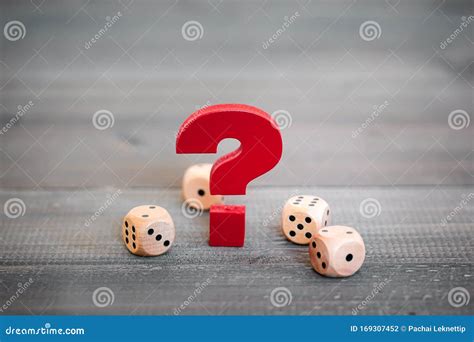 Red Question Mark With Wooden Dice Stock Photo Image Of Asking