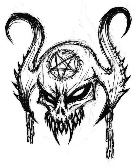 Satanic Skull By Https Deviantart Com Mark Mrhide Patten On