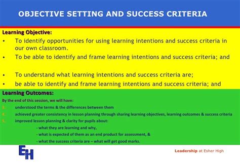 Sucess Criteria The Success Criteria For This Intention Could Be That