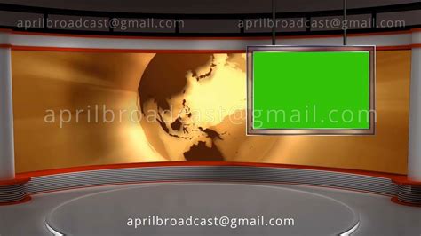 News TV Studio Set 103 Virtual Green Screen Background Loop Green
